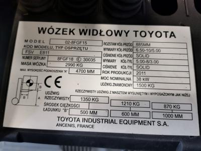 JAPANLIFT POZNAŃ WÓZEK WIDŁOWY TOYOTA 8FGF15 NA SPRZEDAŻ