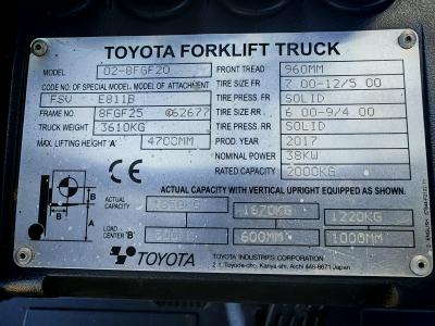 JAPANLIFT LUBOŃ WÓZEK WIDŁOWY TOYOTA 8FGF20 NA SPRZEDAŻ