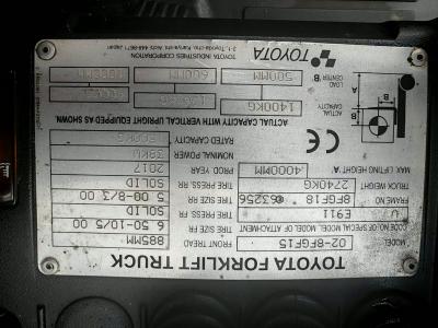 JAPANLIFT LUBOŃ WÓZEK WIDŁOWY TOYOTA 8FGF15 NA SPRZEDAŻ